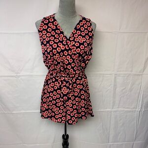 Leota romper SZ XS navy pink floral boho vacation resort wear causal